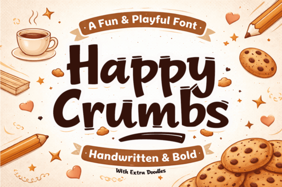 Happy Crumbs: A Bold Display Font for Sweet Designs